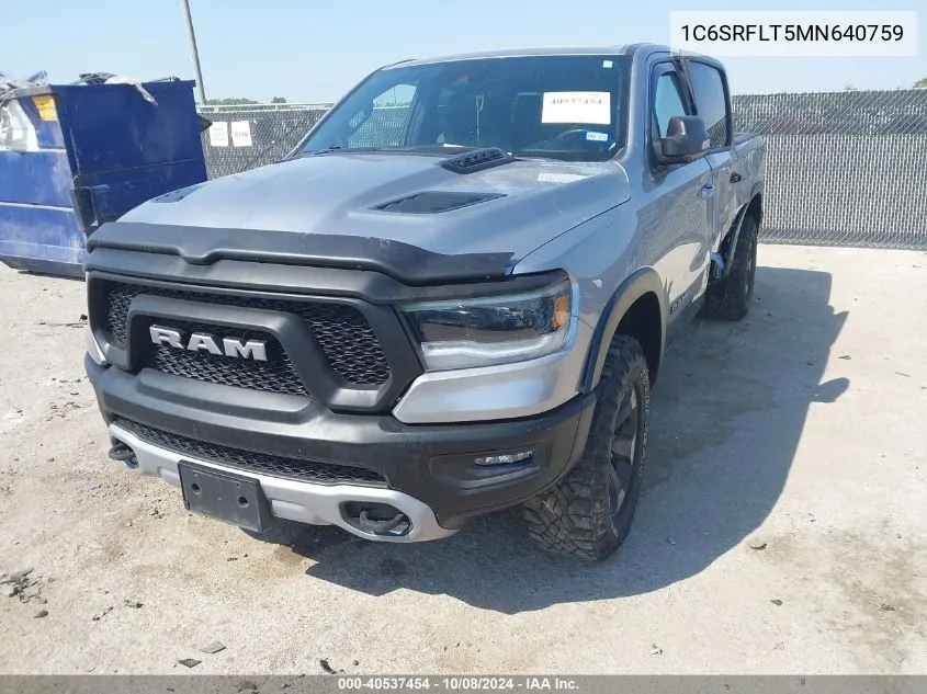 2021 Ram 1500 Rebel VIN: 1C6SRFLT5MN640759 Lot: 40537454