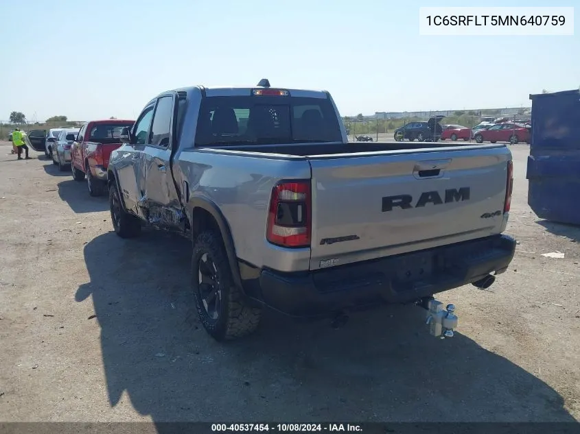 2021 Ram 1500 Rebel VIN: 1C6SRFLT5MN640759 Lot: 40537454