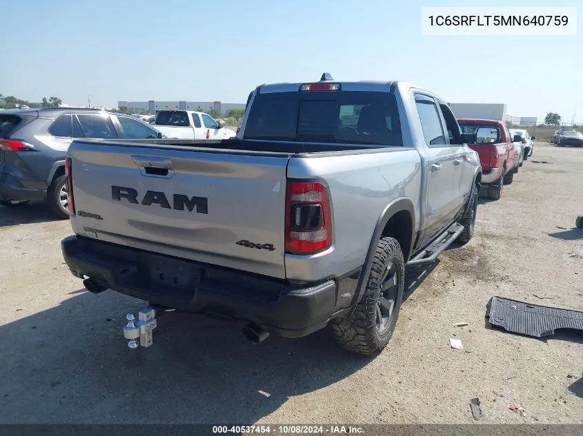 2021 Ram 1500 Rebel VIN: 1C6SRFLT5MN640759 Lot: 40537454