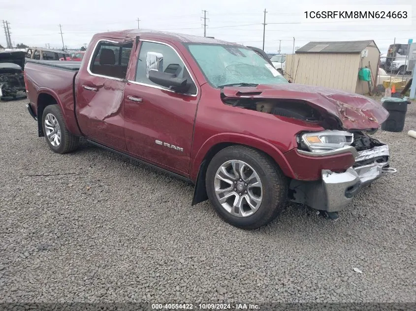 2021 Ram 1500 Longhorn VIN: 1C6SRFKM8MN624663 Lot: 40554422