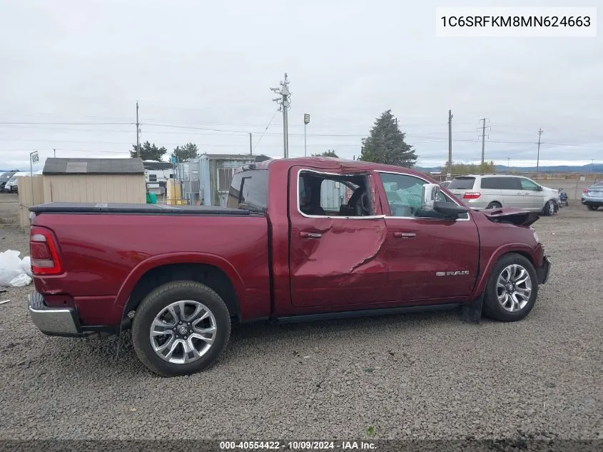 2021 Ram 1500 Longhorn VIN: 1C6SRFKM8MN624663 Lot: 40554422