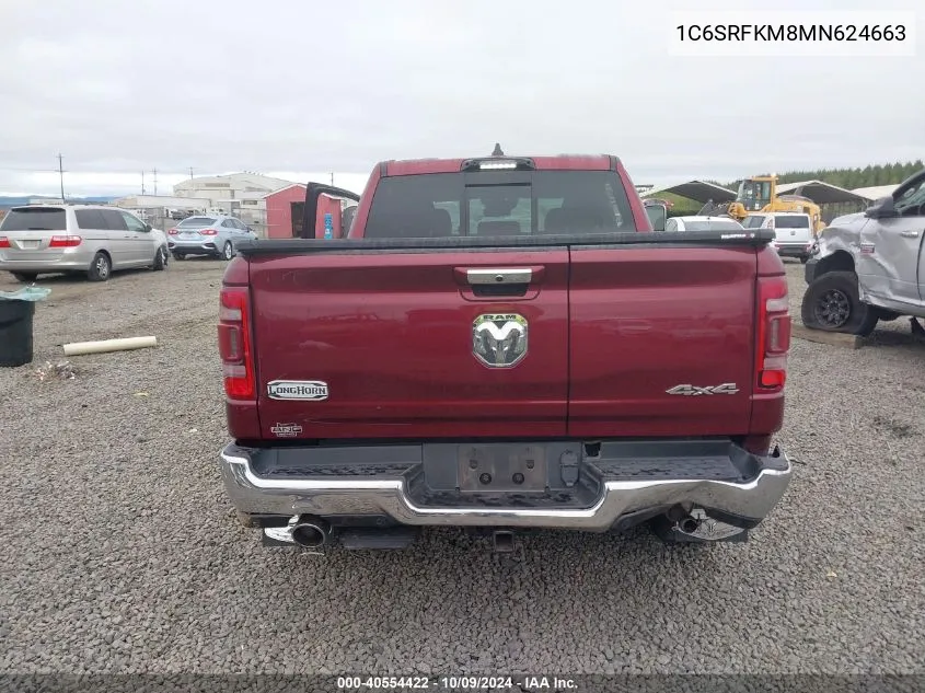 2021 Ram 1500 Longhorn VIN: 1C6SRFKM8MN624663 Lot: 40554422