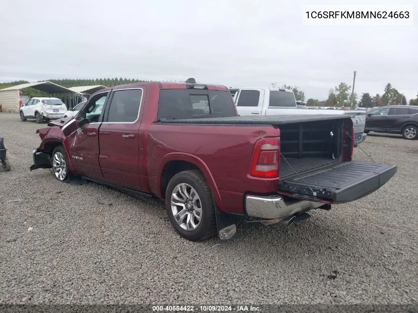 2021 Ram 1500 Longhorn VIN: 1C6SRFKM8MN624663 Lot: 40554422