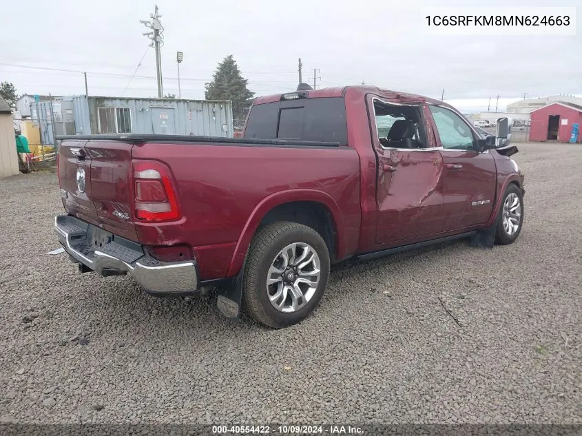 2021 Ram 1500 Longhorn VIN: 1C6SRFKM8MN624663 Lot: 40554422