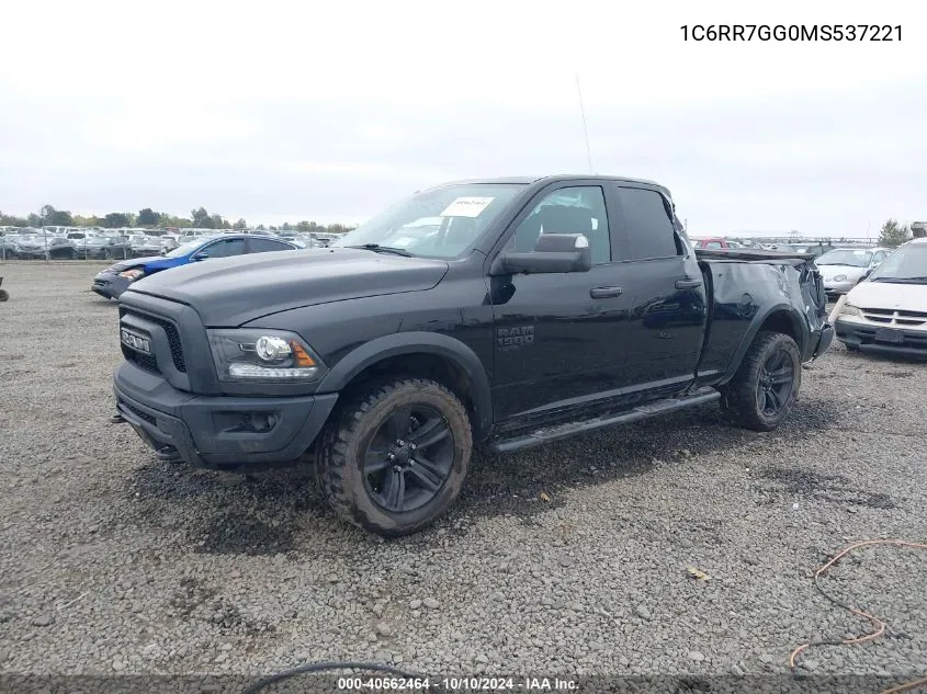 2021 Ram 1500 Classic Warlock 4X4 6'4 Box VIN: 1C6RR7GG0MS537221 Lot: 40562464