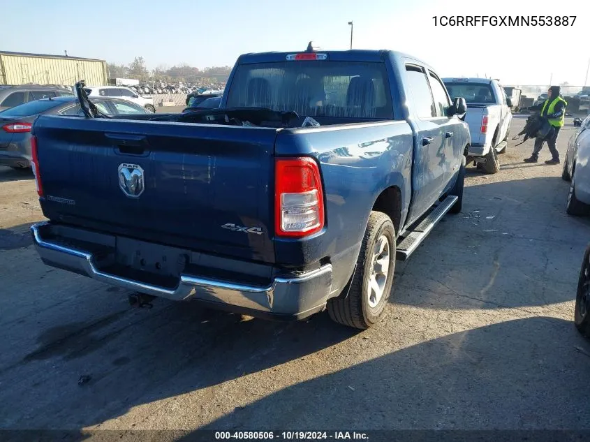 2021 Ram 1500 Big Horn 4X4 5'7 Box VIN: 1C6RRFFGXMN553887 Lot: 40580506