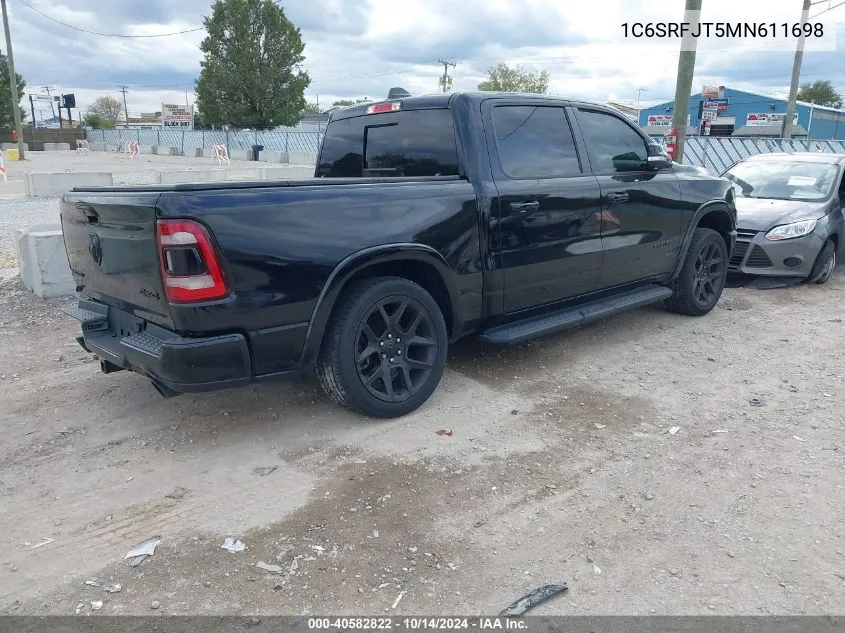 2021 Ram 1500 Laramie 4X4 5'7 Box VIN: 1C6SRFJT5MN611698 Lot: 40582822