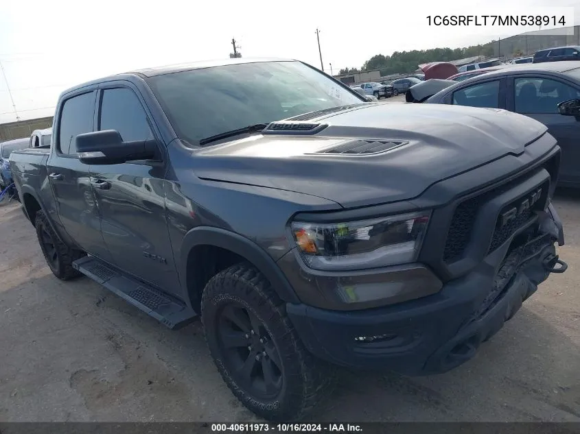 2021 Ram 1500 Rebel 4X4 5'7 Box VIN: 1C6SRFLT7MN538914 Lot: 40611973