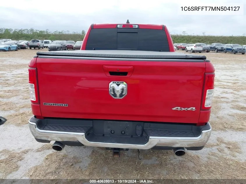 2021 Ram 1500 Big Horn/Lone Star VIN: 1C6SRFFT7MN504127 Lot: 40639013