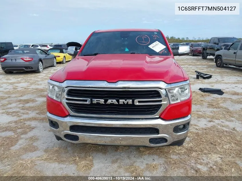 2021 Ram 1500 Big Horn/Lone Star VIN: 1C6SRFFT7MN504127 Lot: 40639013