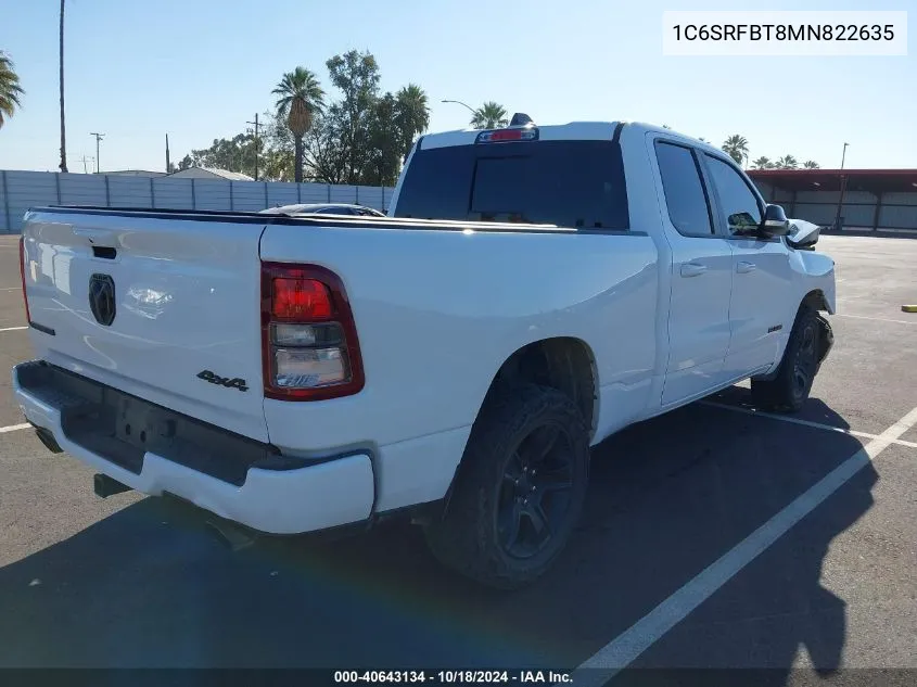 2021 Ram 1500 Big Horn 4X4 6'4 Box VIN: 1C6SRFBT8MN822635 Lot: 40643134