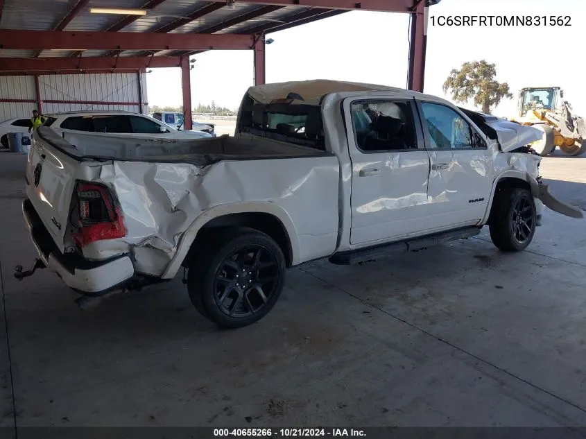 2021 Ram 1500 Laramie 4X4 6'4 Box VIN: 1C6SRFRT0MN831562 Lot: 40655266