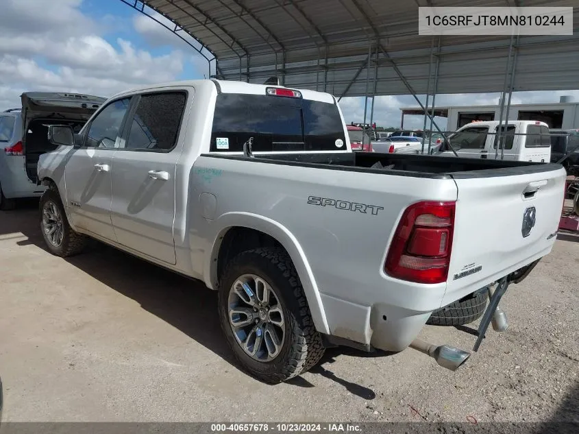 2021 Ram 1500 Laramie 4X4 5'7 Box VIN: 1C6SRFJT8MN810244 Lot: 40657678