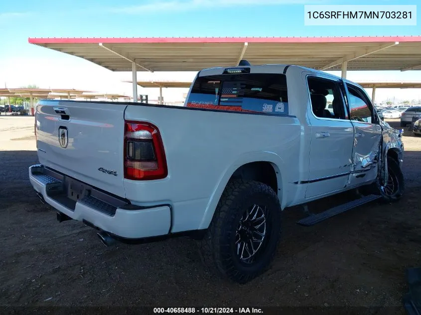 2021 Ram 1500 Limited 4X4 5'7 Box VIN: 1C6SRFHM7MN703281 Lot: 40658488