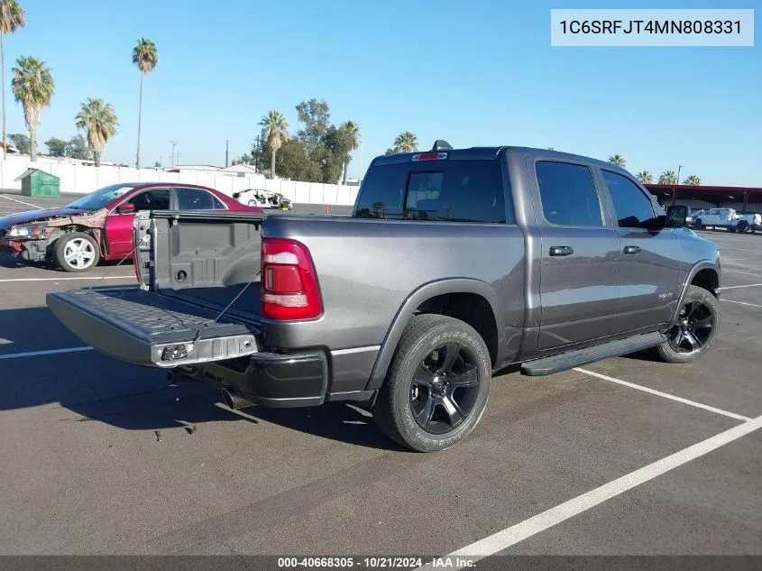 2021 Ram 1500 Laramie 4X4 5'7 Box VIN: 1C6SRFJT4MN808331 Lot: 40668305