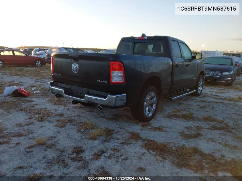 2021 Ram 1500 Big Horn 4X4 6'4 Box VIN: 1C6SRFBT9MN587615 Lot: 40684338