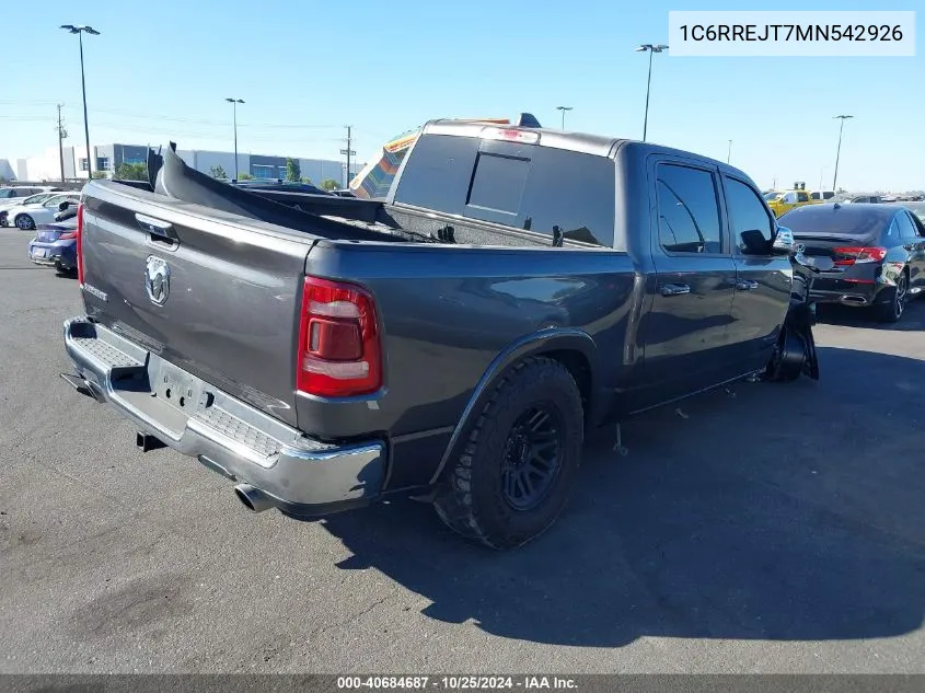 2021 Ram 1500 Laramie 4X2 5'7 Box VIN: 1C6RREJT7MN542926 Lot: 40684687