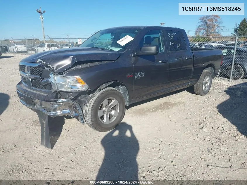 2021 Ram 1500 Classic Slt 4X4 6'4 Box VIN: 1C6RR7TT3MS518245 Lot: 40689268