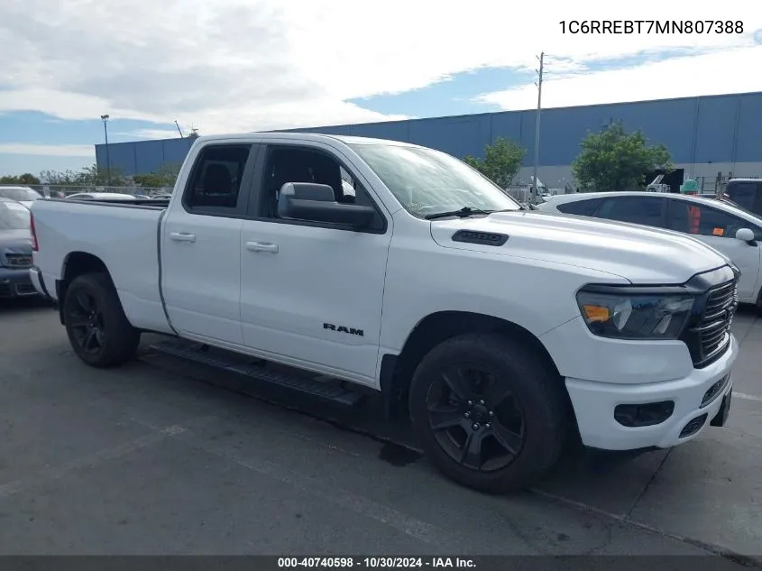 1C6RREBT7MN807388 2021 Ram 1500 Big Horn 4X2 6'4 Box