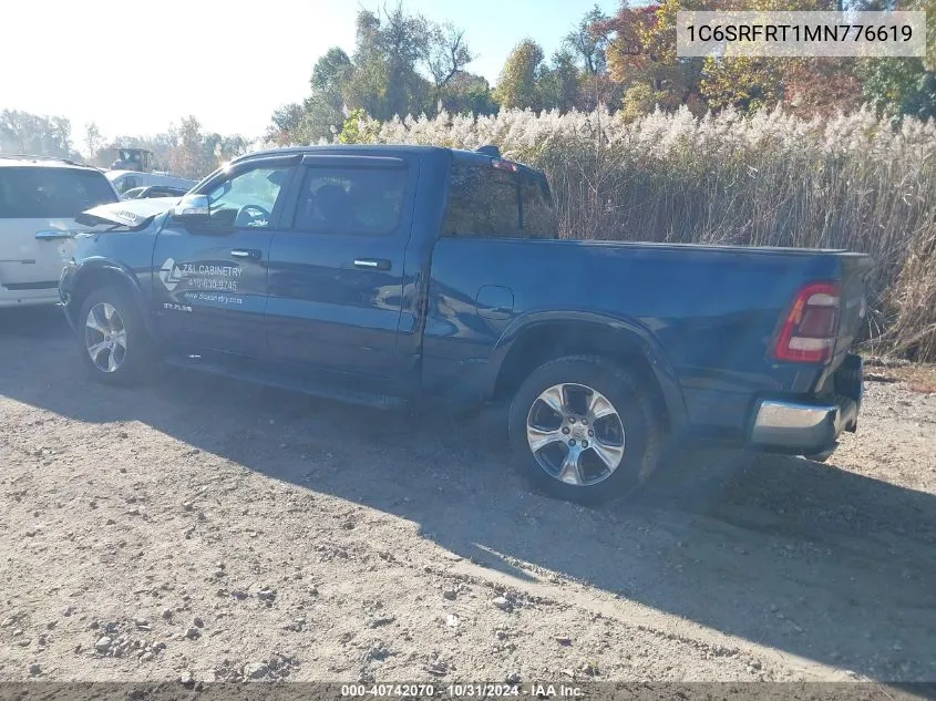 2021 Ram 1500 Laramie 4X4 6'4 Box VIN: 1C6SRFRT1MN776619 Lot: 40742070