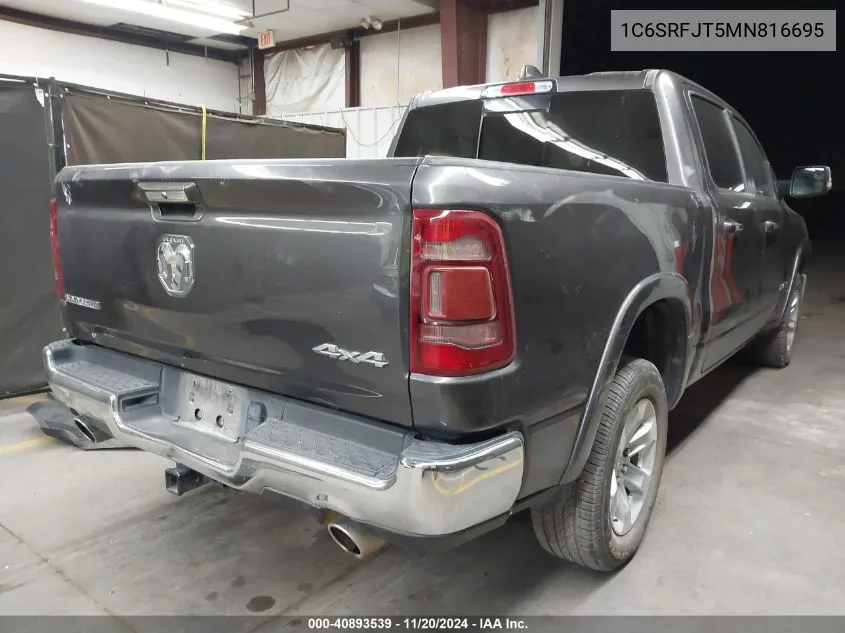 2021 Ram 1500 Laramie 4X4 5'7 Box VIN: 1C6SRFJT5MN816695 Lot: 40893539