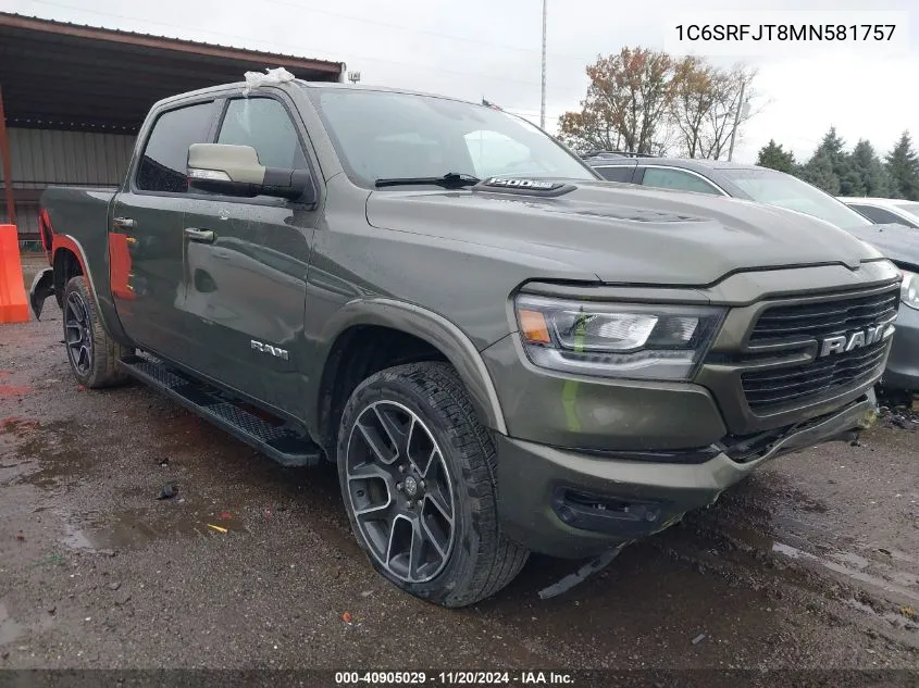 2021 Ram 1500 Laramie 4X4 5'7 Box VIN: 1C6SRFJT8MN581757 Lot: 40905029