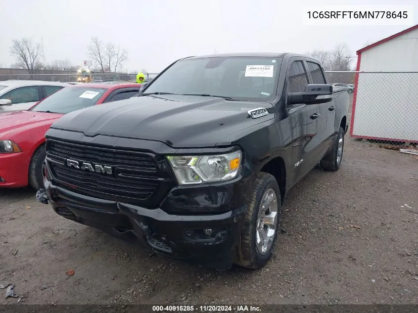 2021 Ram 1500 Big Horn 4X4 5'7 Box VIN: 1C6SRFFT6MN778645 Lot: 40915285