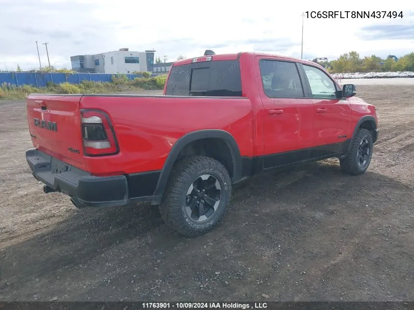 2022 Ram 1500 Rebel VIN: 1C6SRFLT8NN437494 Lot: 11763901