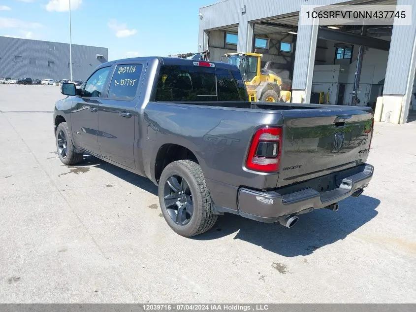 2022 Ram 1500 Sport VIN: 1C6SRFVT0NN437745 Lot: 12039716