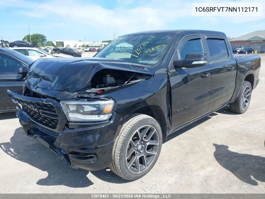 2022 Ram 1500 Sport VIN: 1C6SRFVT7NN112171 Lot: 12078401