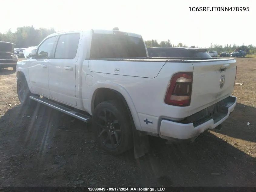 2022 Ram 1500 Laramie VIN: 1C6SRFJT0NN478995 Lot: 12099049