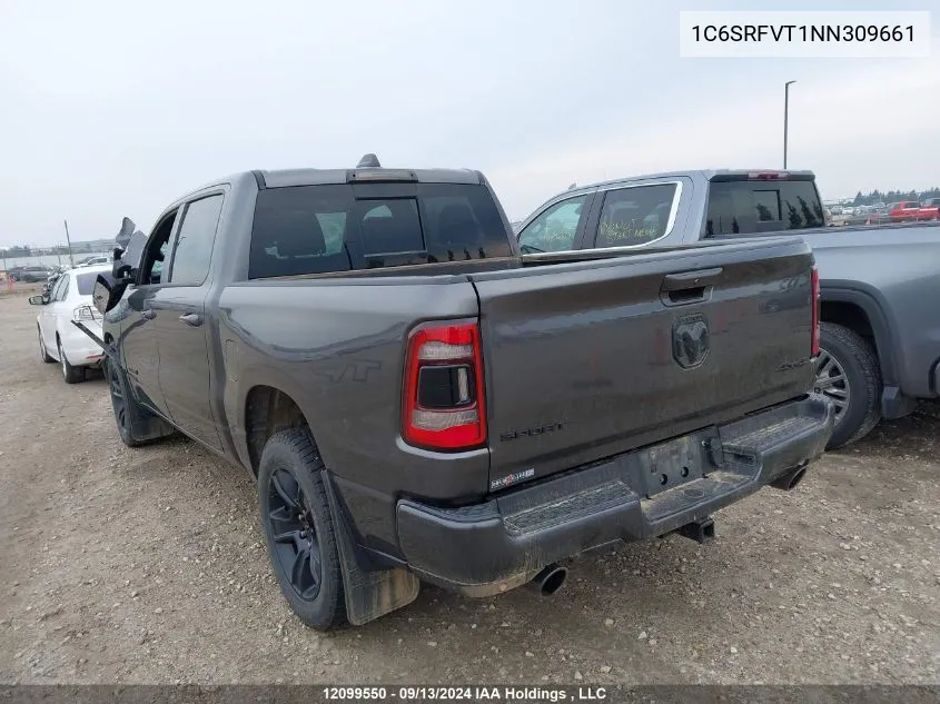 2022 Ram 1500 Sport VIN: 1C6SRFVT1NN309661 Lot: 12099550