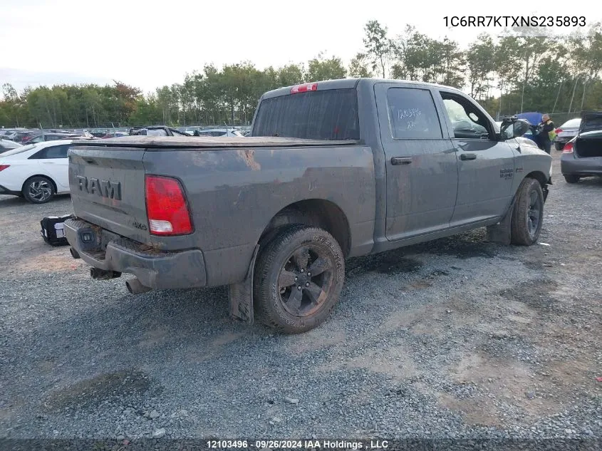 2022 Ram 1500 Classic Tradesman VIN: 1C6RR7KTXNS235893 Lot: 12103496