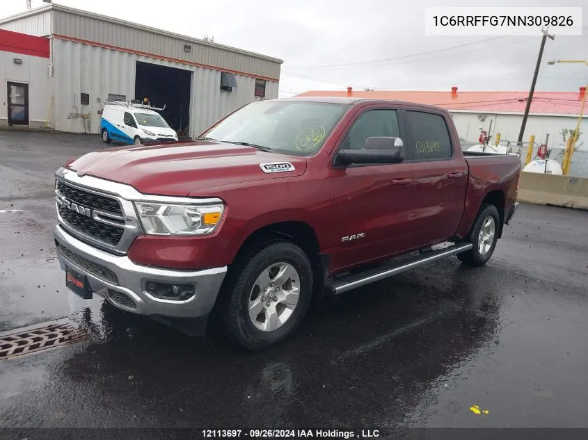 2022 Ram 1500 Big Horn/Lone Star VIN: 1C6RRFFG7NN309826 Lot: 12113697