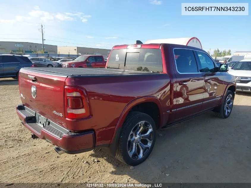 2022 Ram 1500 Limited VIN: 1C6SRFHT7NN343230 Lot: 12118132