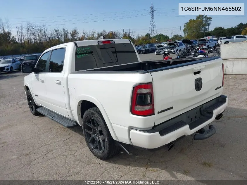 2022 Ram 1500 Laramie VIN: 1C6SRFJM6NN465502 Lot: 12122340