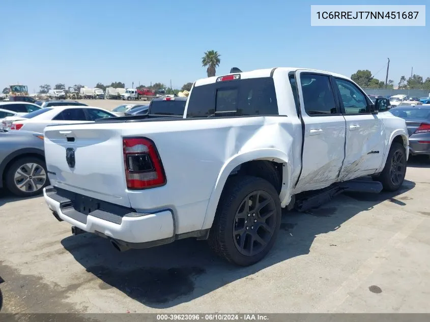 2022 Ram 1500 Laramie 4X2 5'7 Box VIN: 1C6RREJT7NN451687 Lot: 39623096