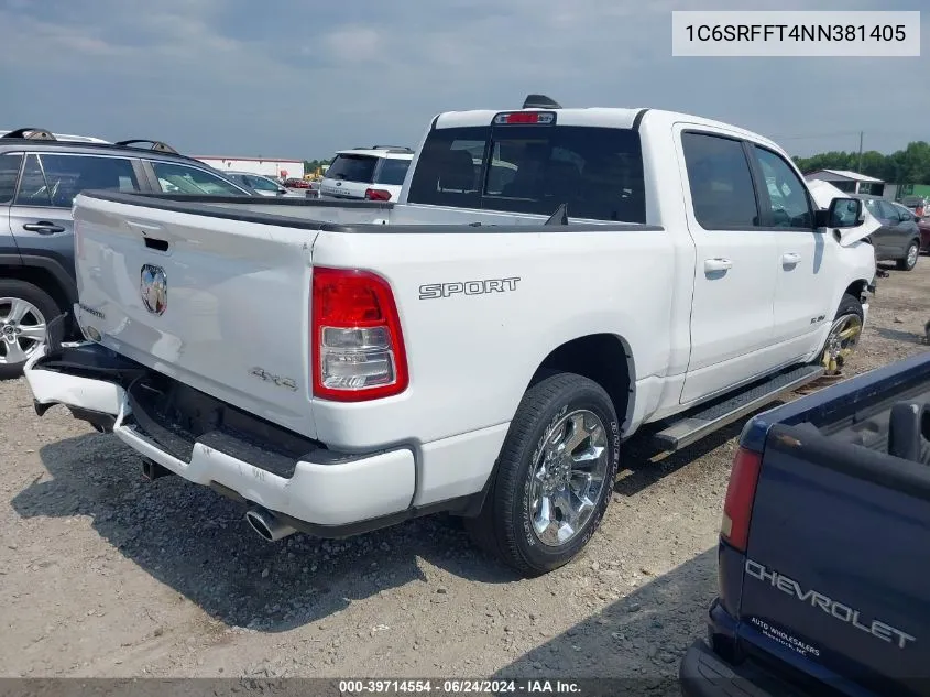 2022 Ram 1500 Big Horn 4X4 5'7 Box VIN: 1C6SRFFT4NN381405 Lot: 39714554