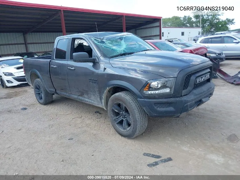 2022 Ram 1500 Classic Warlock Quad Cab 4X4 6'4 Box VIN: 1C6RR7GG4NS219040 Lot: 39815520