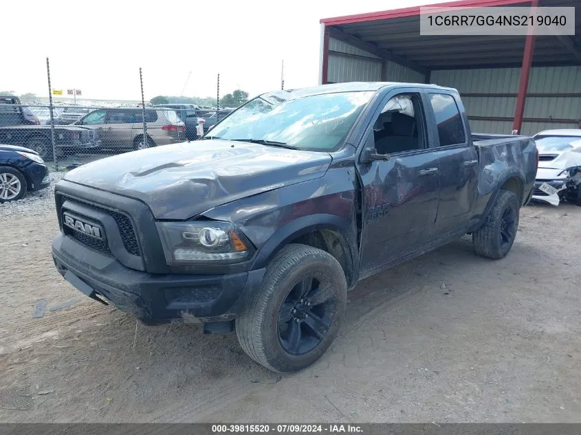 2022 Ram 1500 Classic Warlock Quad Cab 4X4 6'4 Box VIN: 1C6RR7GG4NS219040 Lot: 39815520