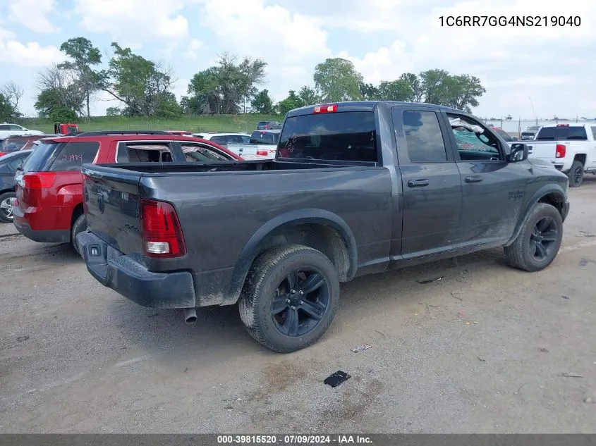 2022 Ram 1500 Classic Warlock Quad Cab 4X4 6'4 Box VIN: 1C6RR7GG4NS219040 Lot: 39815520