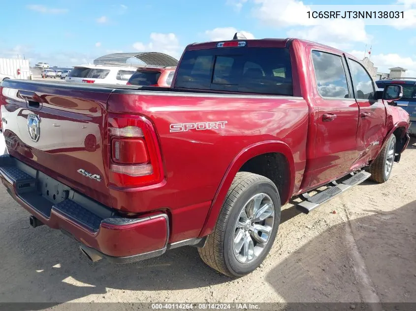 2022 Ram 1500 Laramie 4X4 5'7 Box VIN: 1C6SRFJT3NN138031 Lot: 40114264