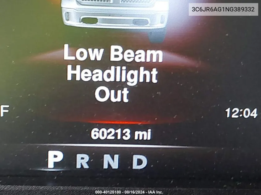 2022 Ram 1500 Classic Tradesman Regular Cab 4X2 6'4 Box VIN: 3C6JR6AG1NG389332 Lot: 40125180