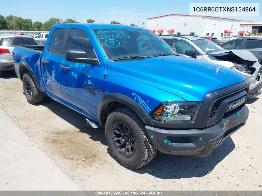 2022 Ram 1500 Classic Warlock Quad Cab 4X2 6'4 Box VIN: 1C6RR6GTXNS154864 Lot: 40125696