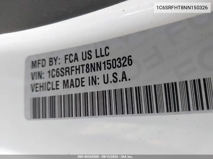 2022 Ram 1500 Limited 4X4 5'7 Box VIN: 1C6SRFHT8NN150326 Lot: 40342558