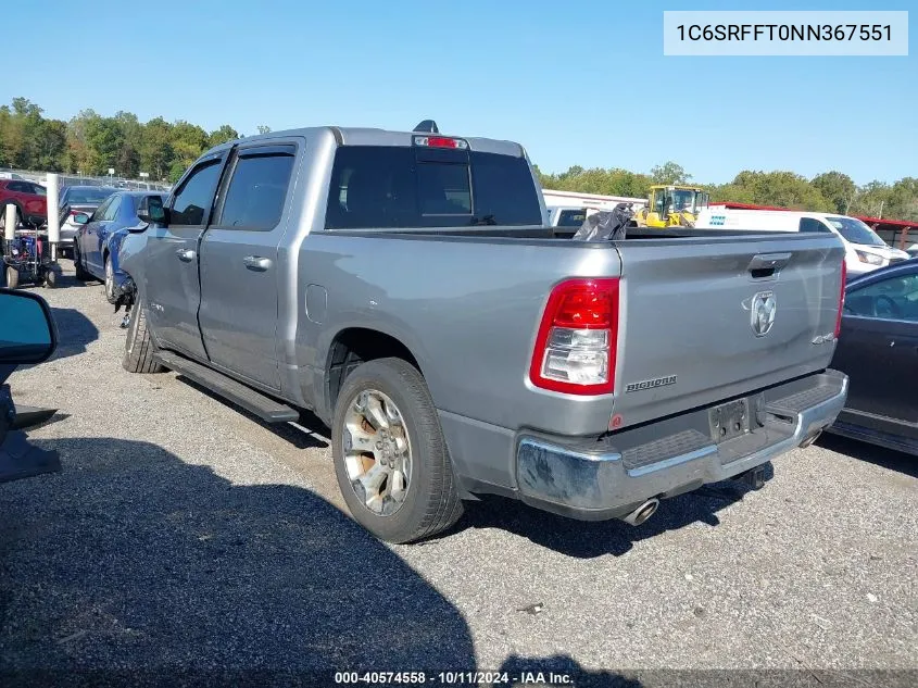 2022 Ram 1500 Big Horn/Lone Star VIN: 1C6SRFFT0NN367551 Lot: 40574558