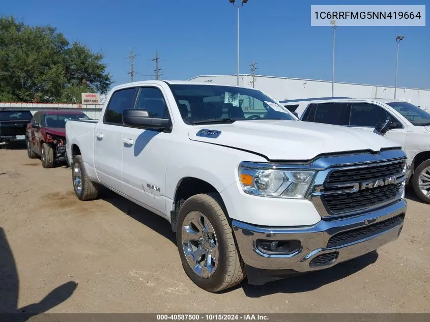 2022 Ram 1500 Big Horn 4X4 6'4 Box VIN: 1C6RRFMG5NN419664 Lot: 40587500