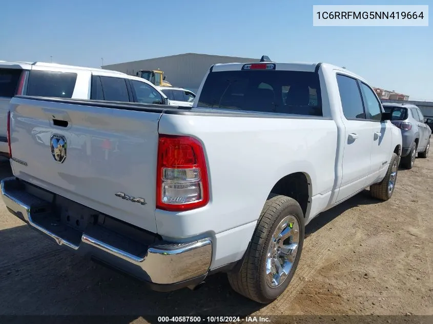 2022 Ram 1500 Big Horn 4X4 6'4 Box VIN: 1C6RRFMG5NN419664 Lot: 40587500