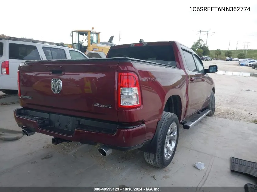 2022 Ram 1500 Big Horn 4X4 5'7 Box VIN: 1C6SRFFT6NN362774 Lot: 40599129