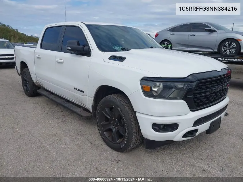 2022 Ram 1500 Big Horn 4X4 5'7 Box VIN: 1C6RRFFG3NN384216 Lot: 40600924